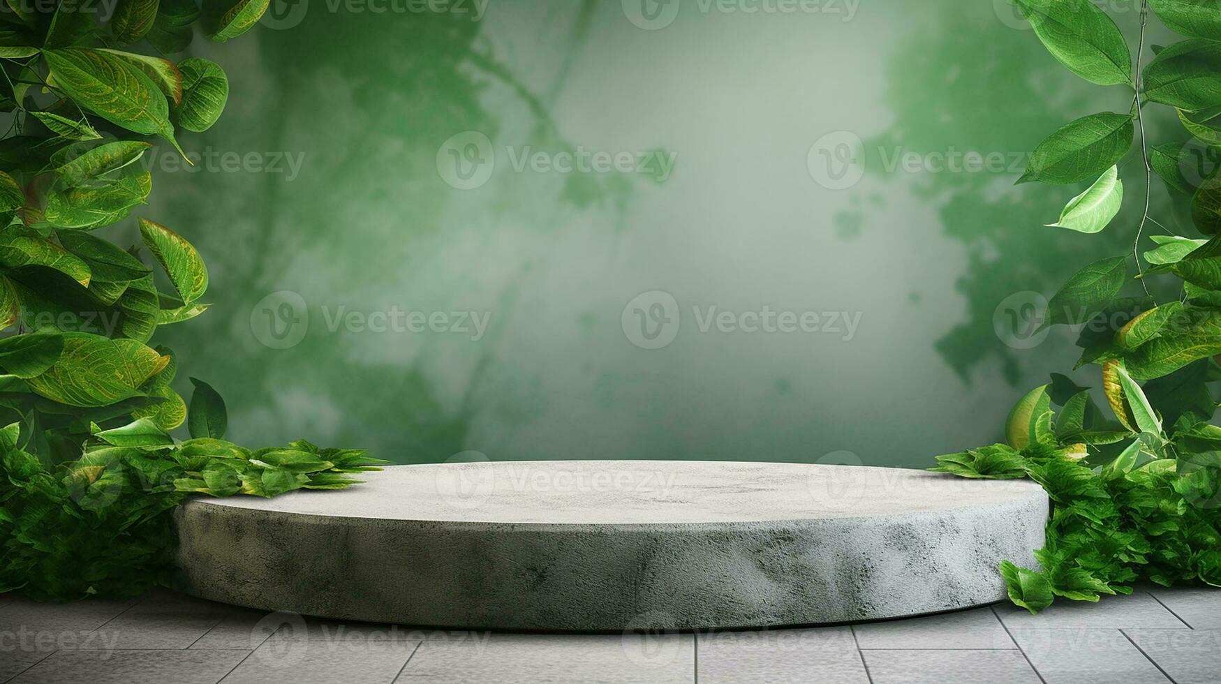 AI generated podium product display in jungle or stage product showcase mock up Minimal scene for product display presentation photo