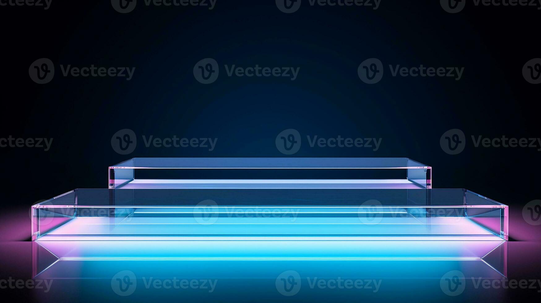 AI generated 3d rendered empty display glass podium Minimal scene for product display presentation photo