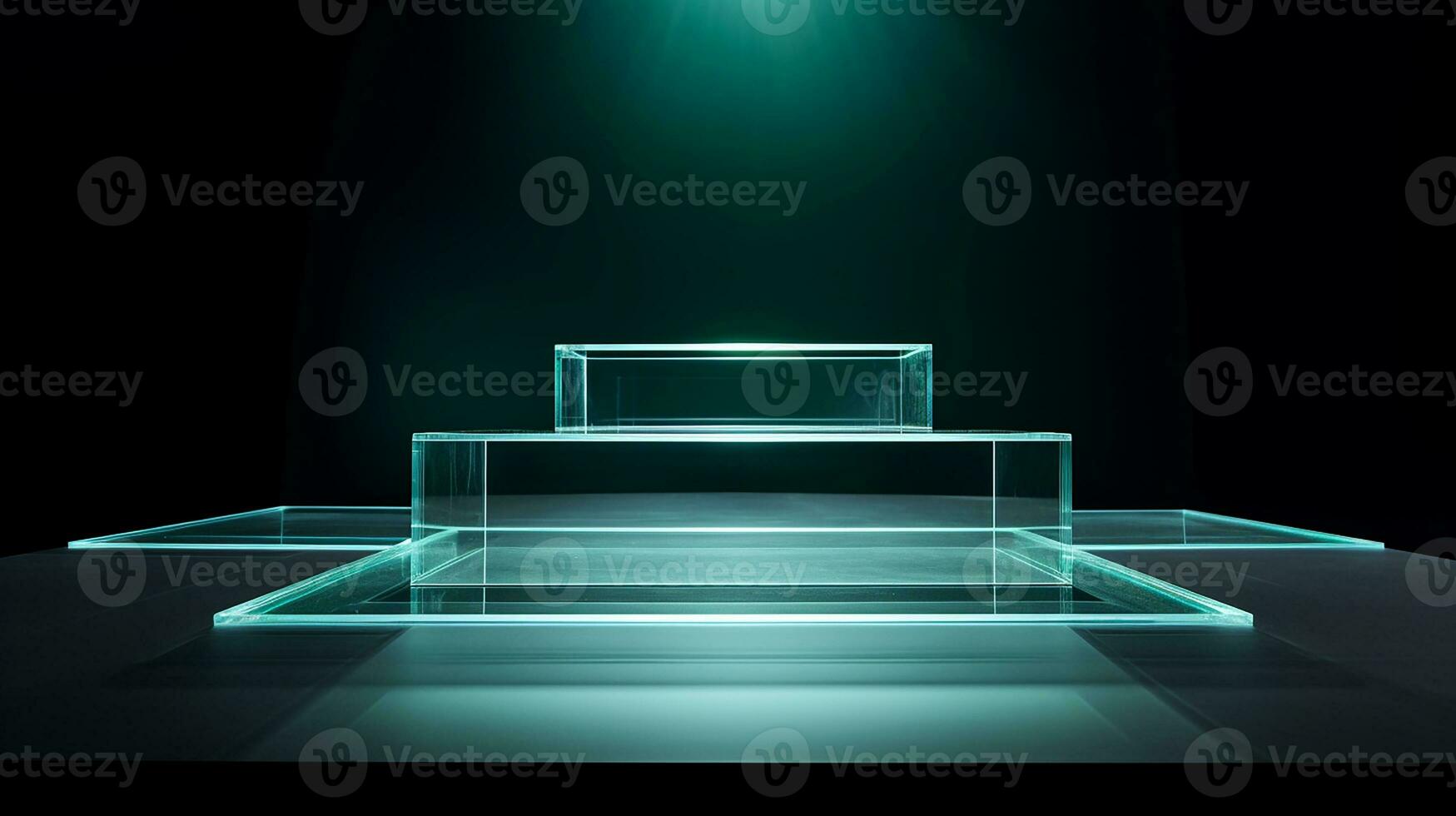 AI generated 3d rendered empty display glass podium Minimal scene for product display presentation photo