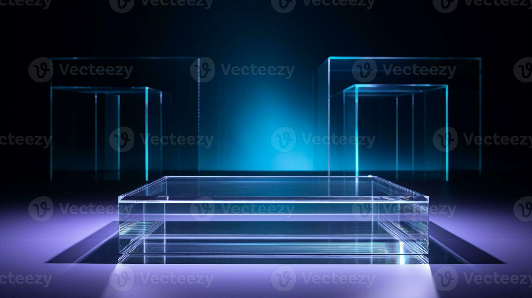 AI generated 3d rendered empty display glass podium Minimal scene for product display presentation photo