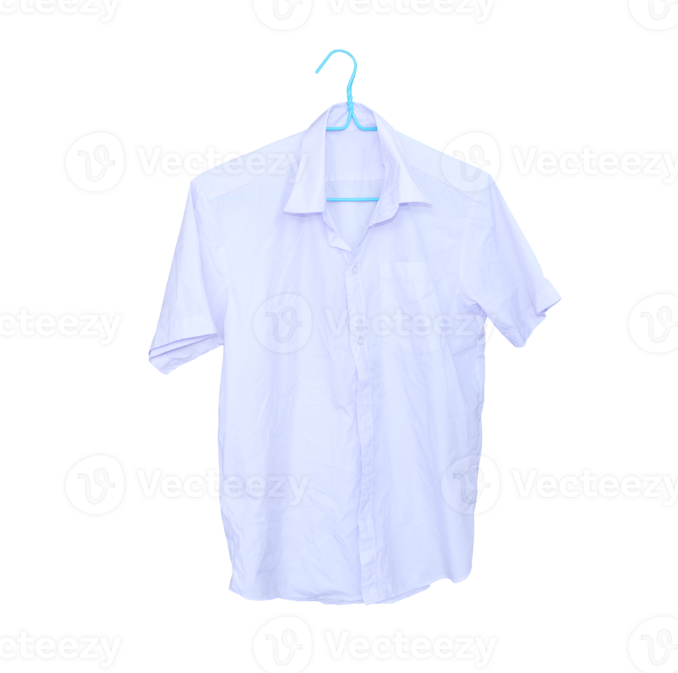 manga curta branco camisa em uma cabide png transparente