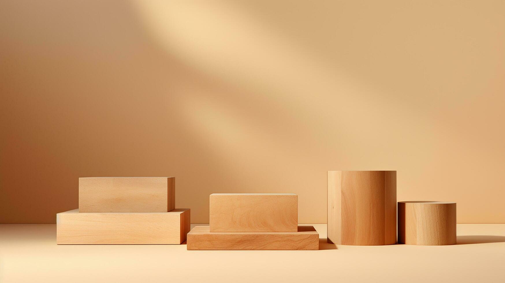 AI generated 3d rendered wooden empty display podium Minimal scene for product display presentation photo