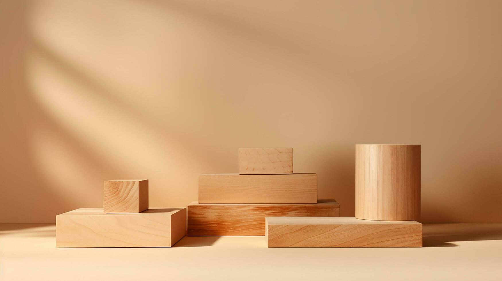 AI generated 3d rendered wooden empty display podium Minimal scene for product display presentation photo