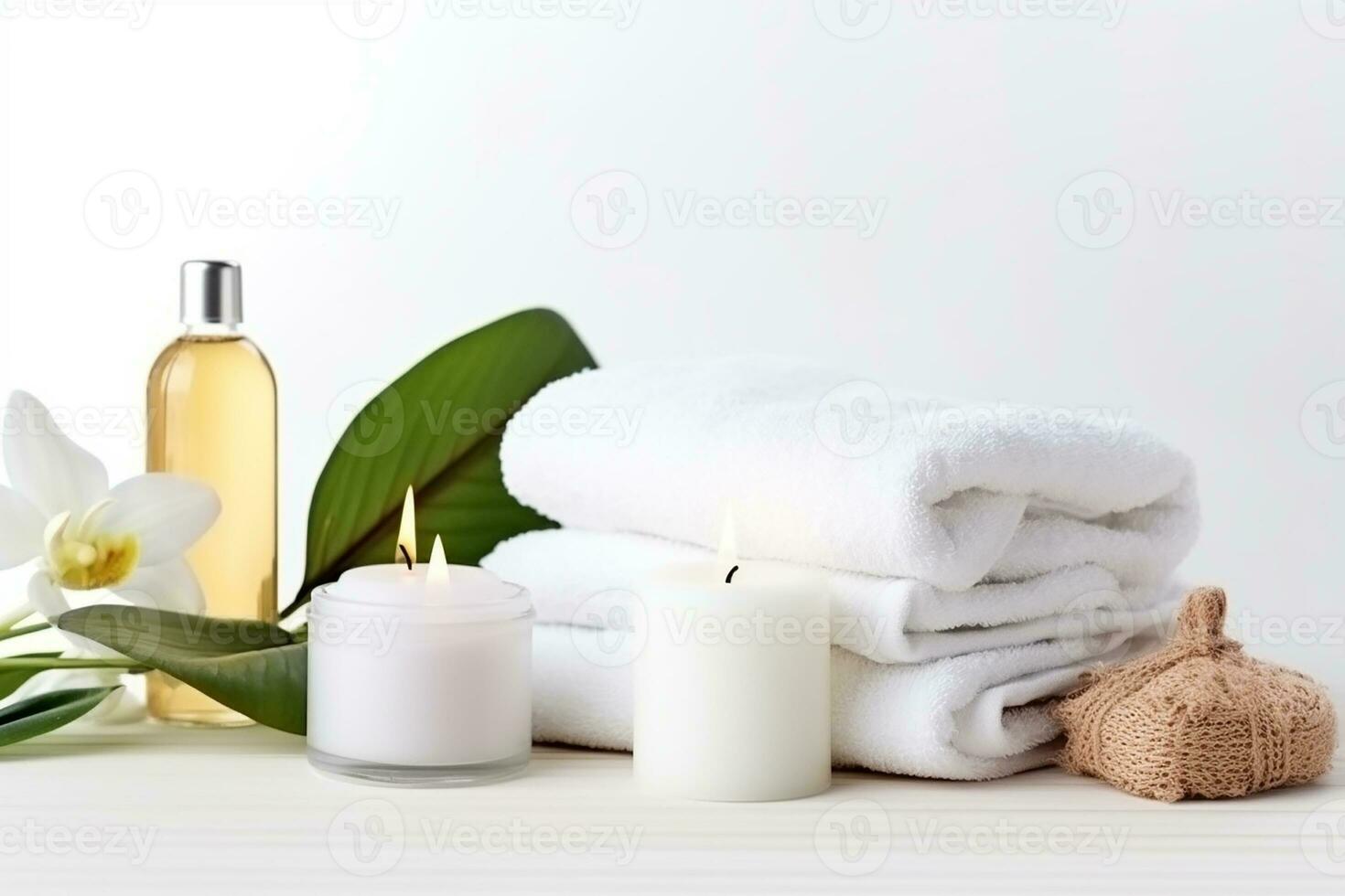 AI generated Composition with containers of body care and beauty products. Eco cosmetics. photo