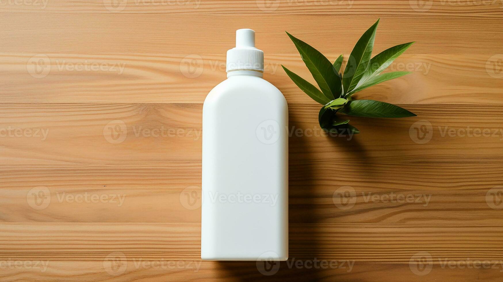 AI generated Beauty cosmetics products concept tube container cream tube, jar and serum on wooden background, top view, flat lay, photo