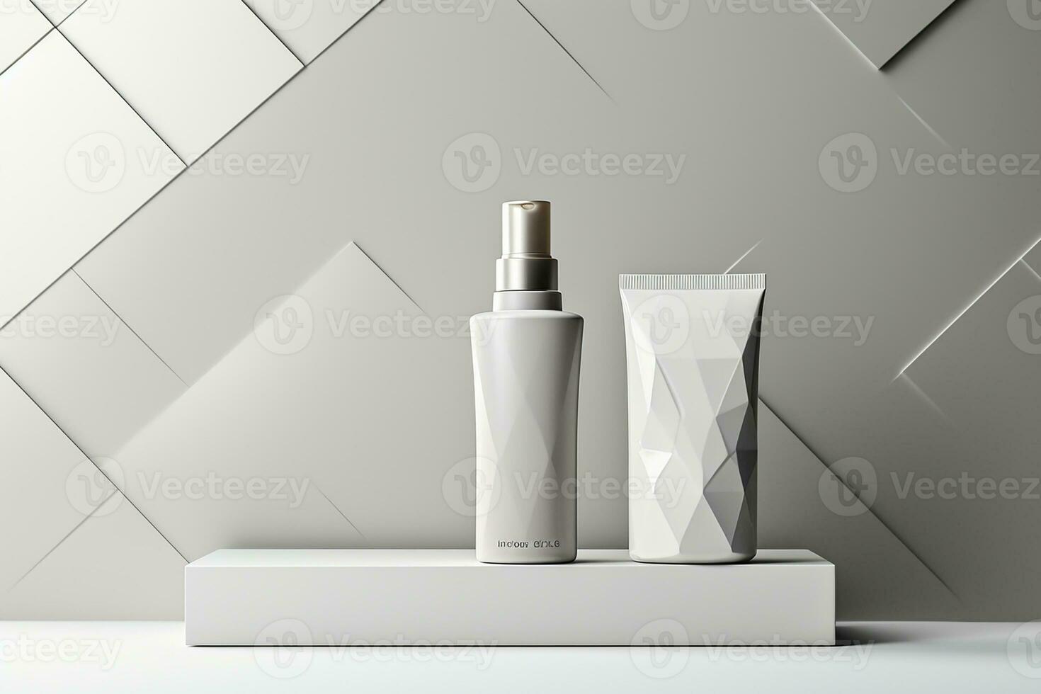 AI generated 3d rendered cosmetics bottle product on isolated background photo