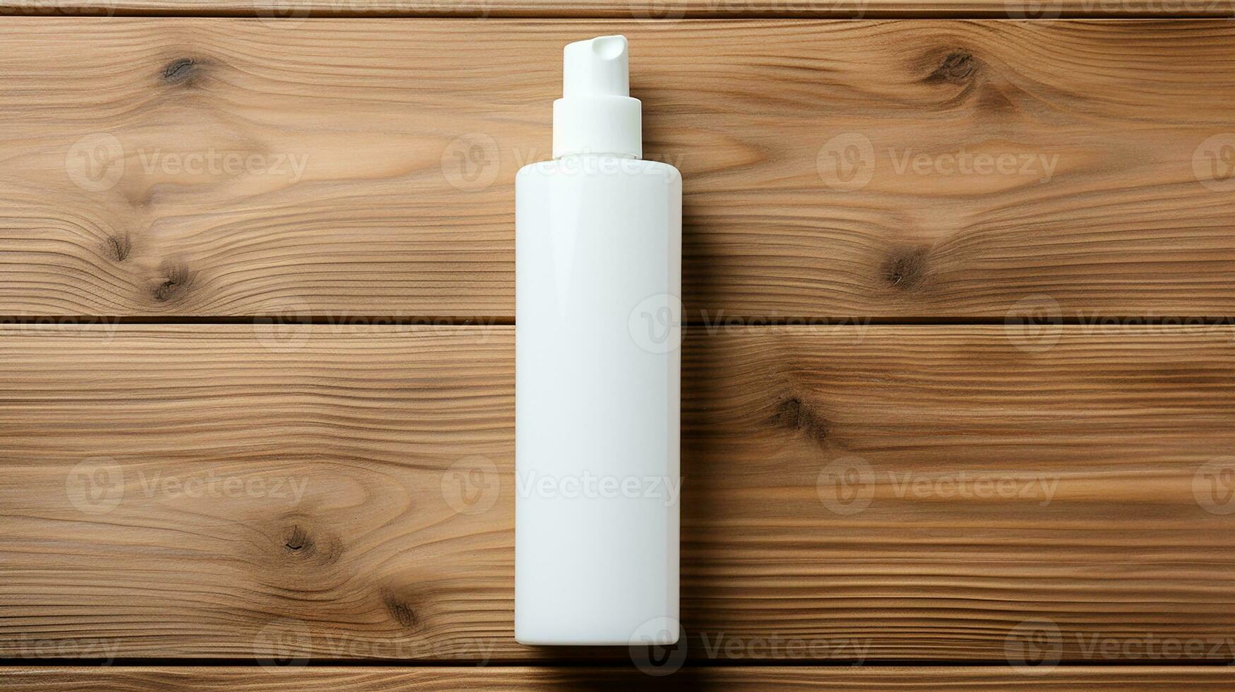 AI generated Beauty cosmetics products concept tube container cream tube, jar and serum on wooden background, top view, flat lay, photo