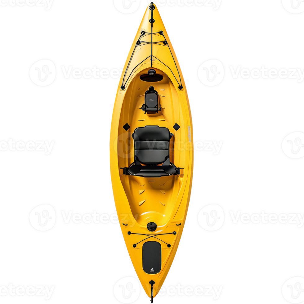 AI generated Yellow kayak with paddle isolated on transparent. AI Generative png