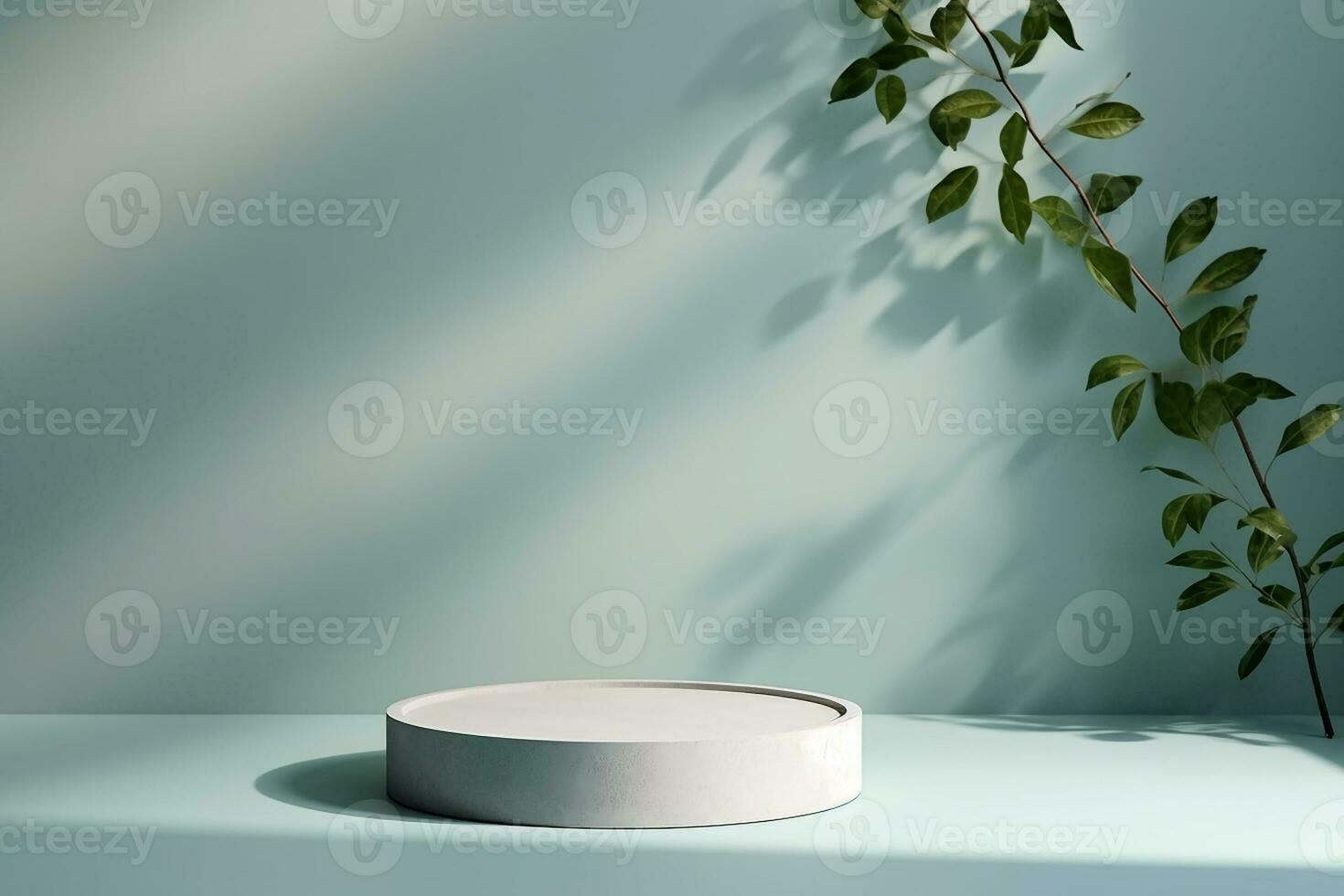 AI generated 3d rendered white and snowy Podium display for merry Christmas event photo