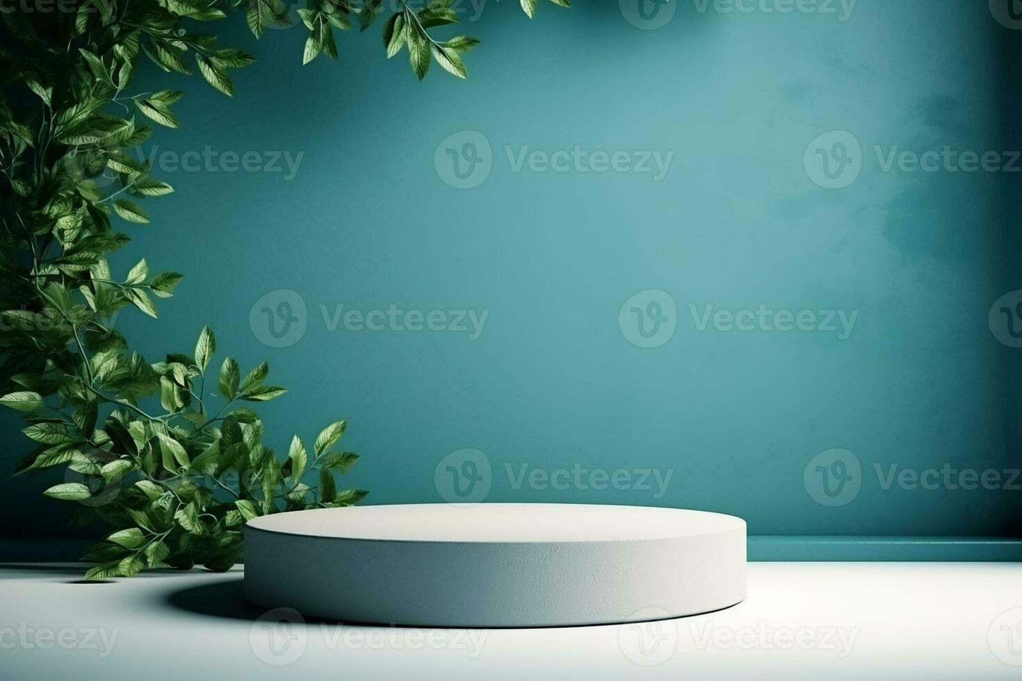 AI generated 3d rendered white and snowy Podium display for merry Christmas event photo