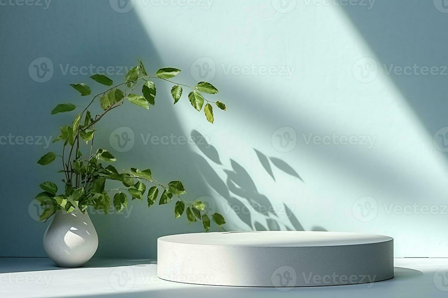 AI generated 3d rendered white and snowy Podium display for merry Christmas event photo
