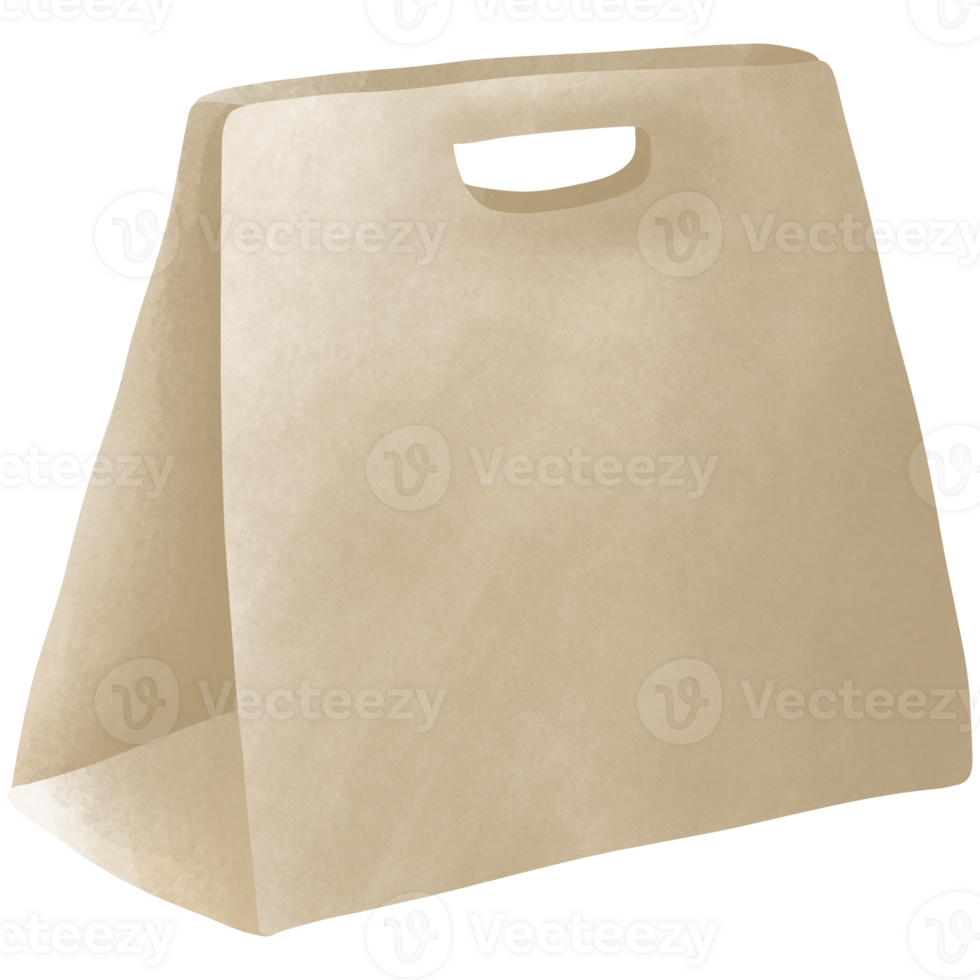 Illustration of a brown paper bag with a hole for a handle. png