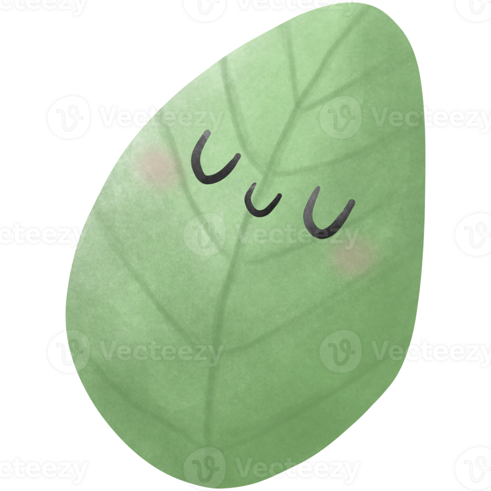 vert feuille illustration se ferme yeux et sourit png