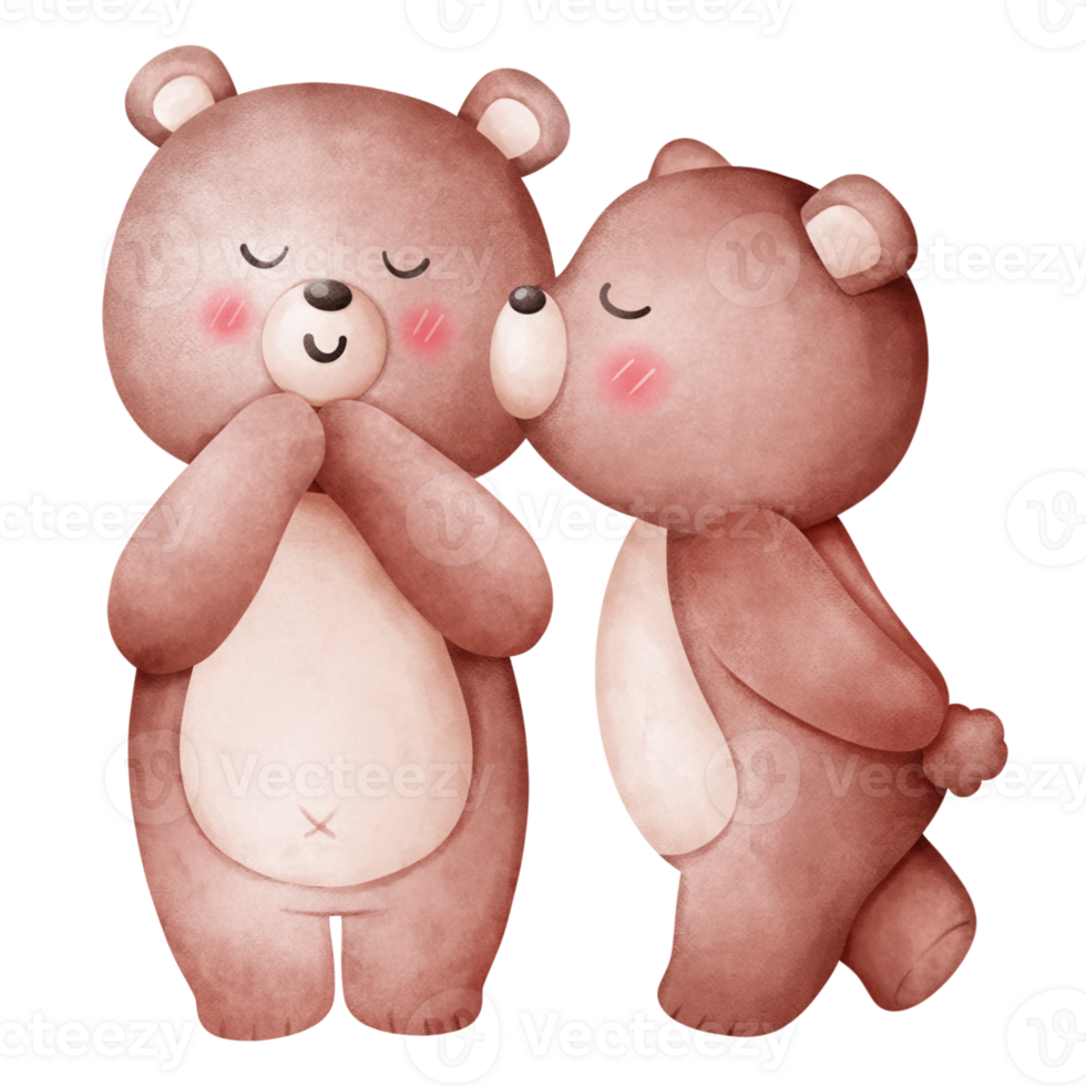 Valentine Teddy Bear Couple Sharing a Kiss png