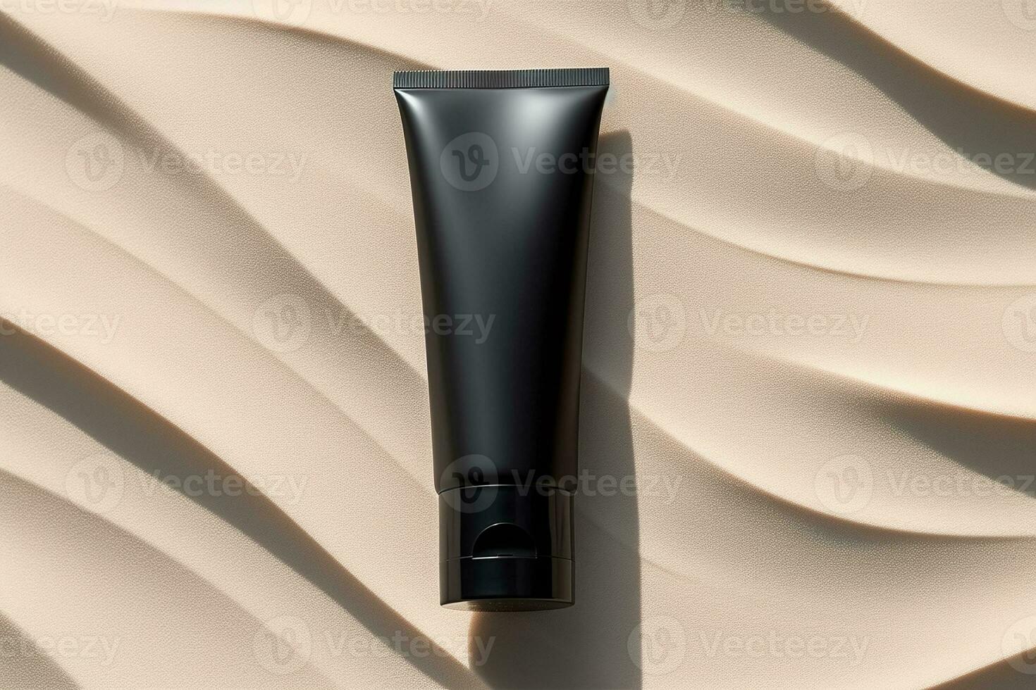 AI generated Beauty cosmetics products concept tube container cream tube, jar and serum on background, top view, flat lay, photo