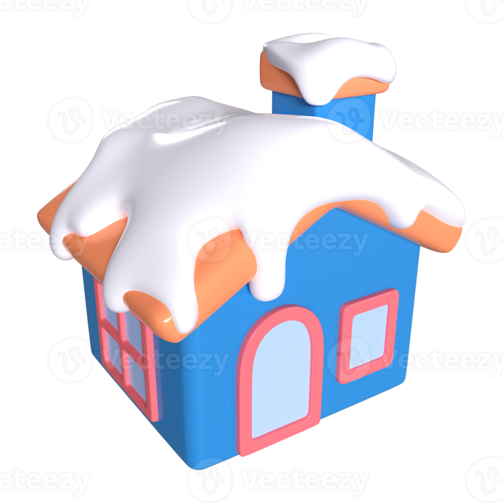 Snowy House 3D Illustration Icon png