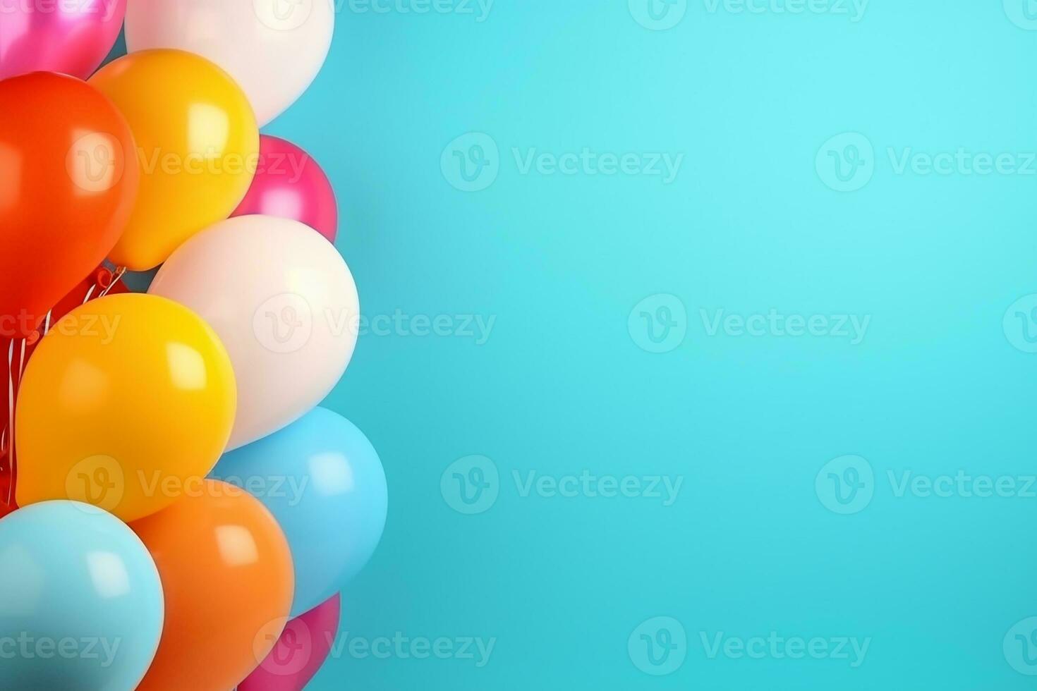 AI generated 3d rendered empty display birthday with balloons podium Minimal scene for product display presentation photo