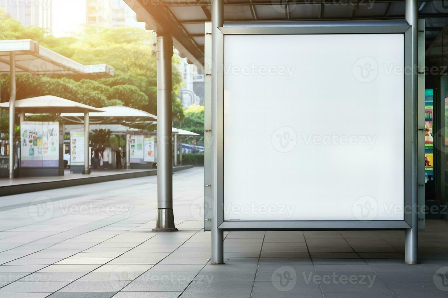 AI generated blank billboard mockup subway station showcases modern architecture design photo