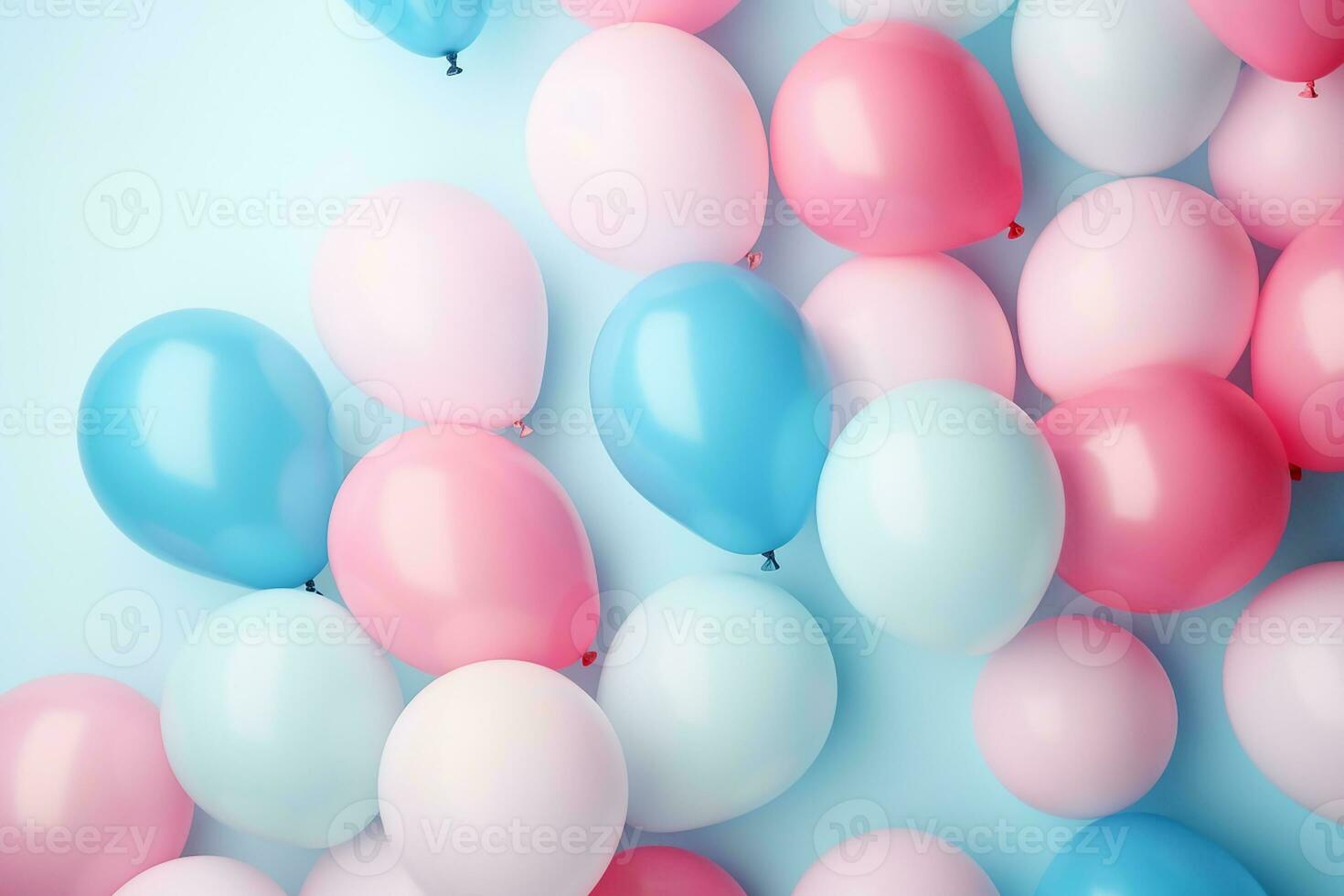 AI generated 3d rendered empty display birthday with balloons podium Minimal scene for product display presentation photo