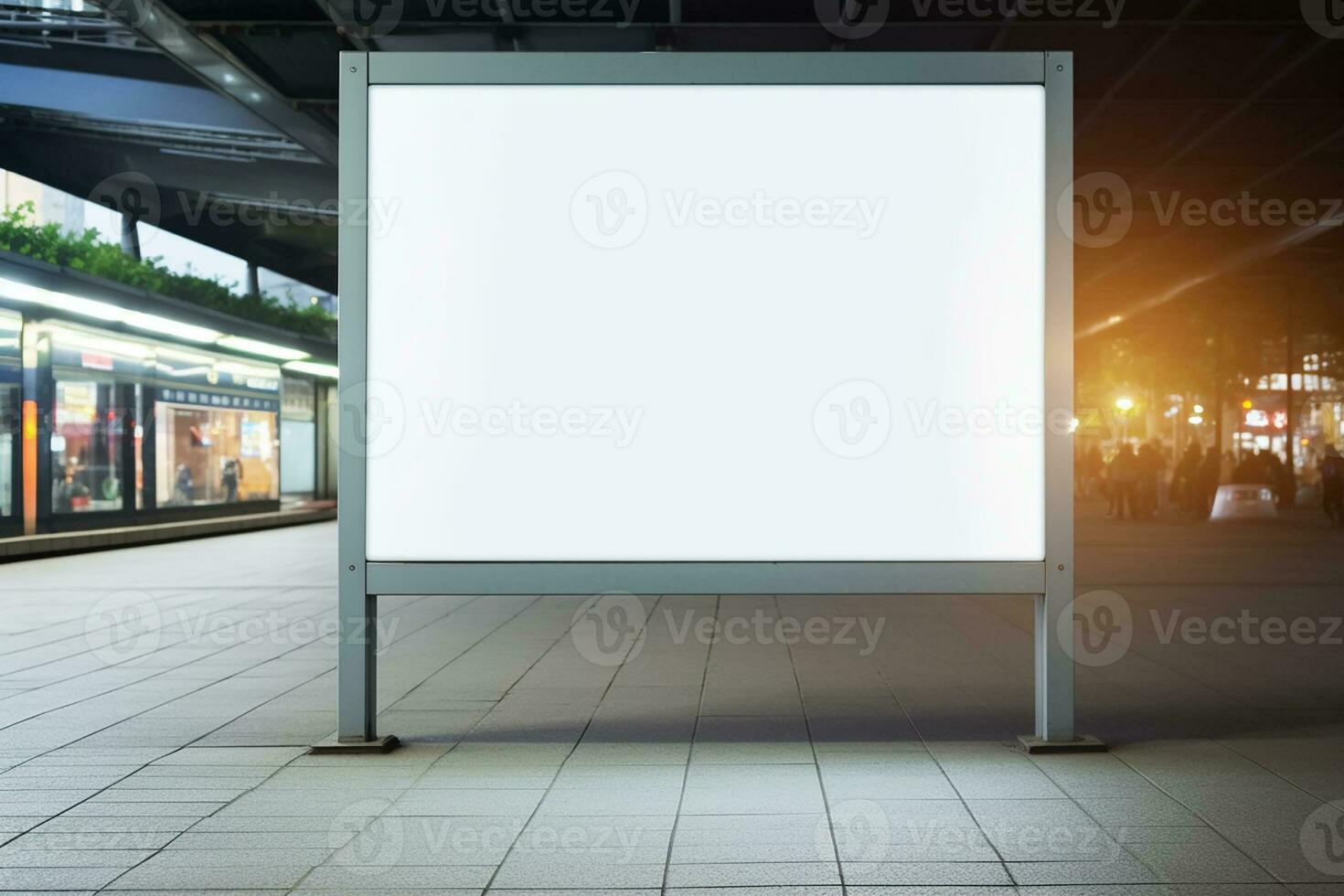 AI generated blank billboard mockup subway station showcases modern architecture design photo