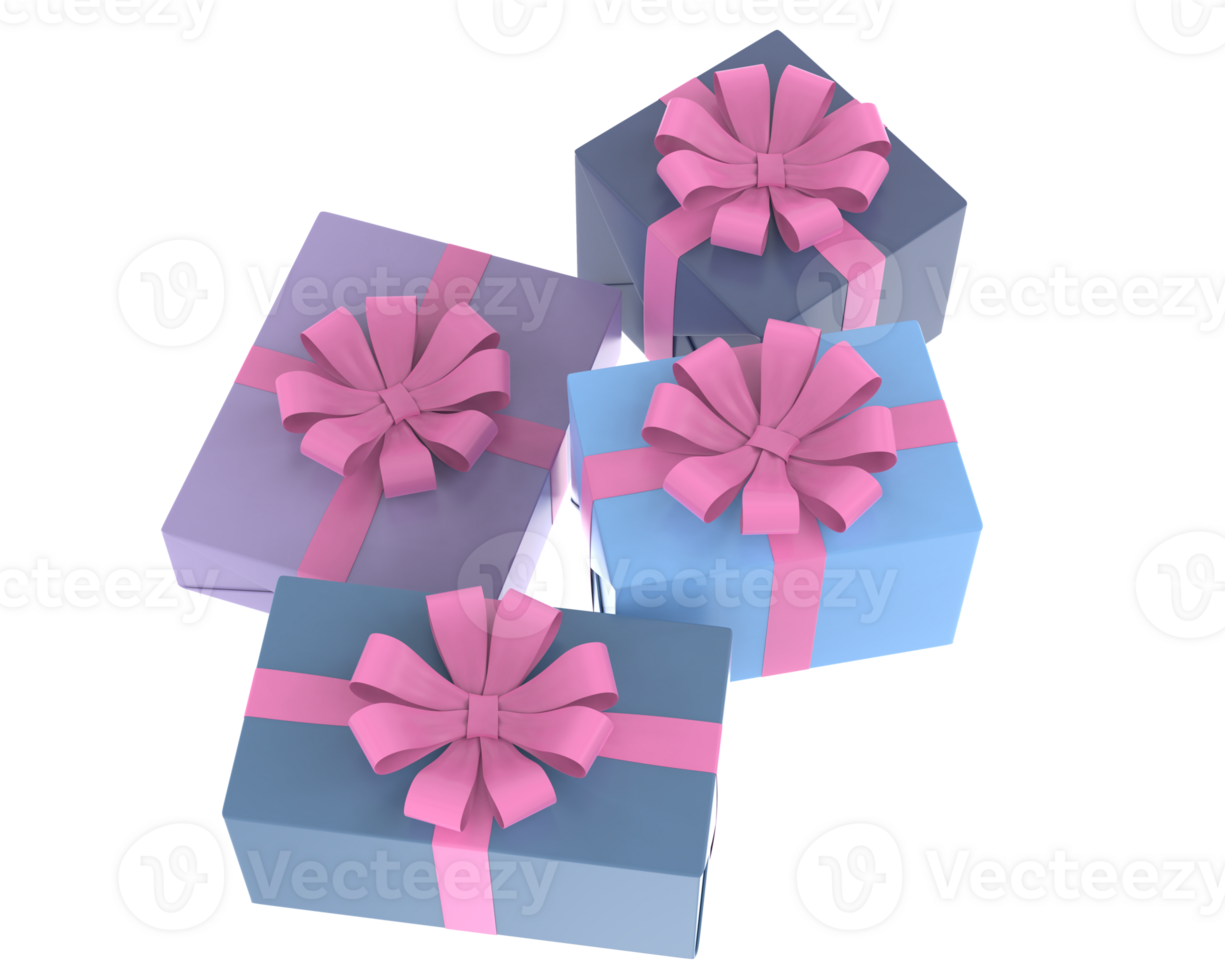Christmas gift boxes isolated on background. 3d rendering - illustration png