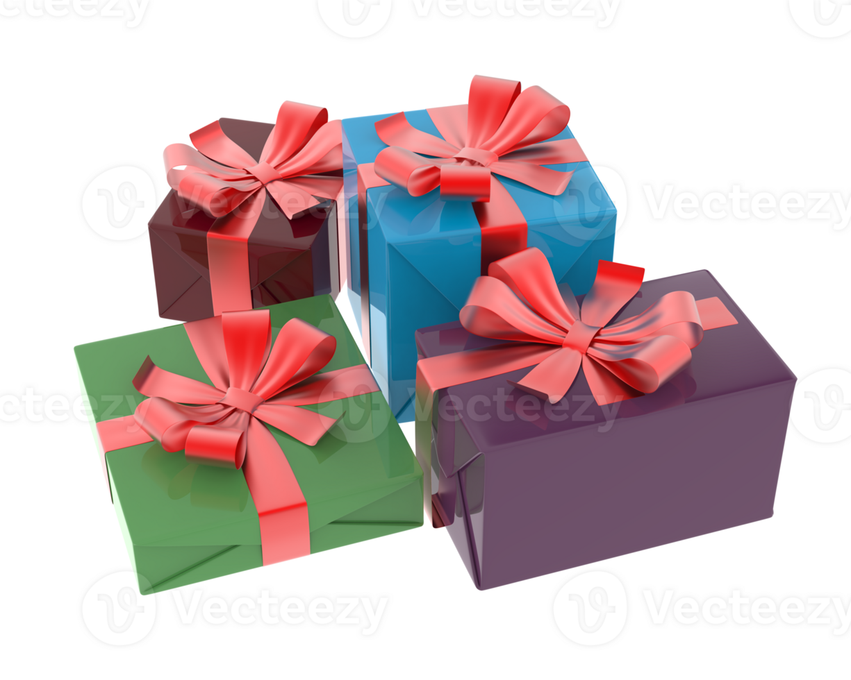 Christmas gift boxes isolated on background. 3d rendering - illustration png