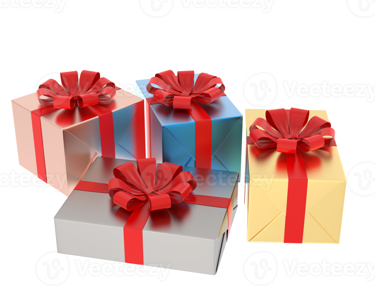 Christmas gift boxes isolated on background. 3d rendering - illustration png