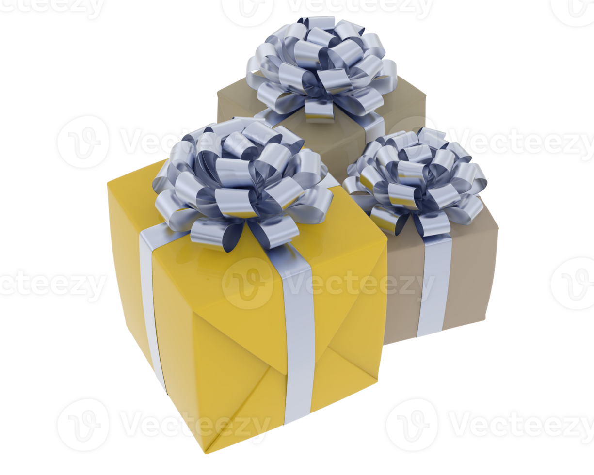 Christmas gift boxes isolated on background. 3d rendering - illustration png