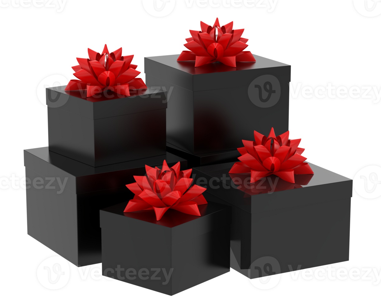 Christmas gift boxes isolated on background. 3d rendering - illustration png