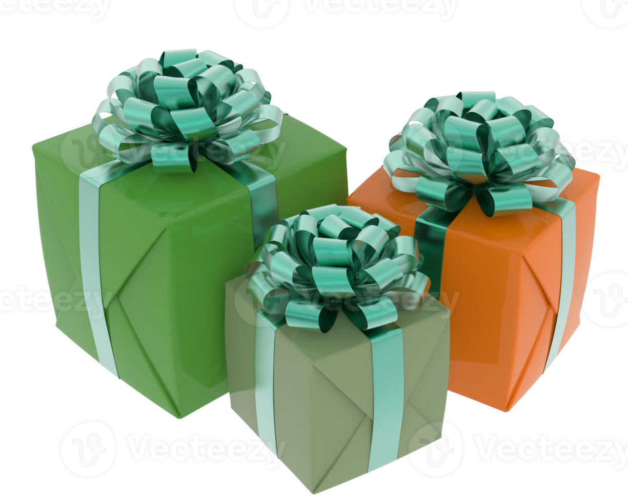 Christmas gift boxes isolated on background. 3d rendering - illustration png