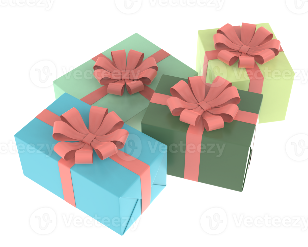 Christmas gift boxes isolated on background. 3d rendering - illustration png