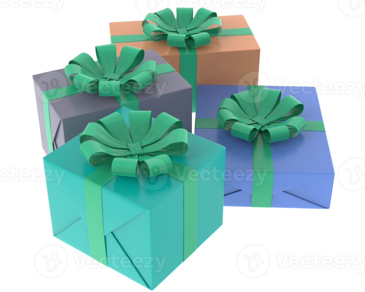 Christmas gift boxes isolated on background. 3d rendering - illustration png