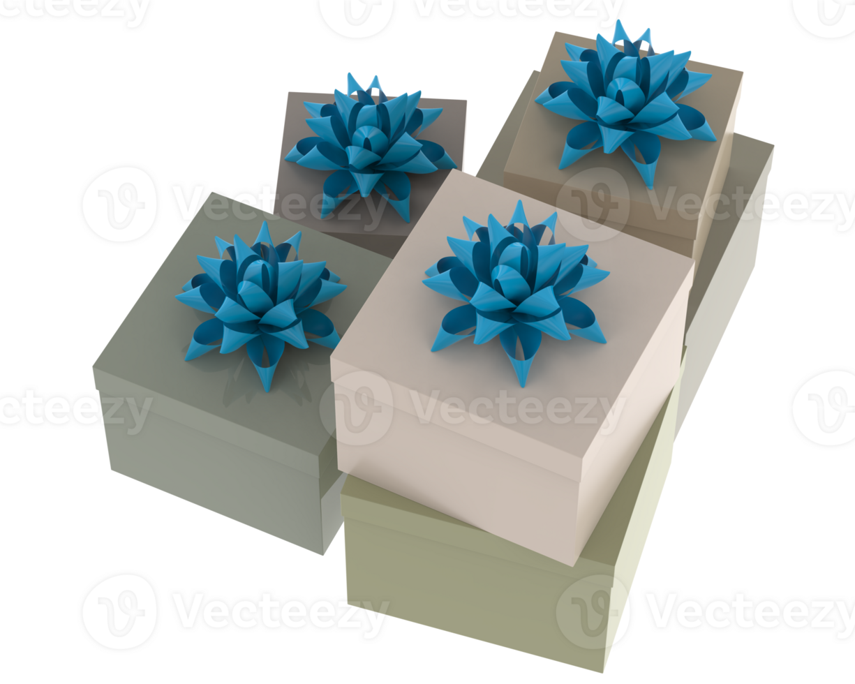 Christmas gift boxes isolated on background. 3d rendering - illustration png