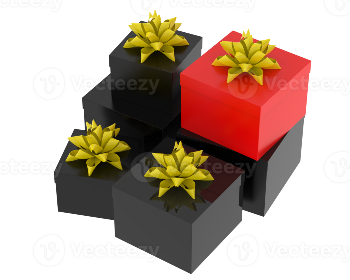 Christmas gift boxes isolated on background. 3d rendering - illustration png
