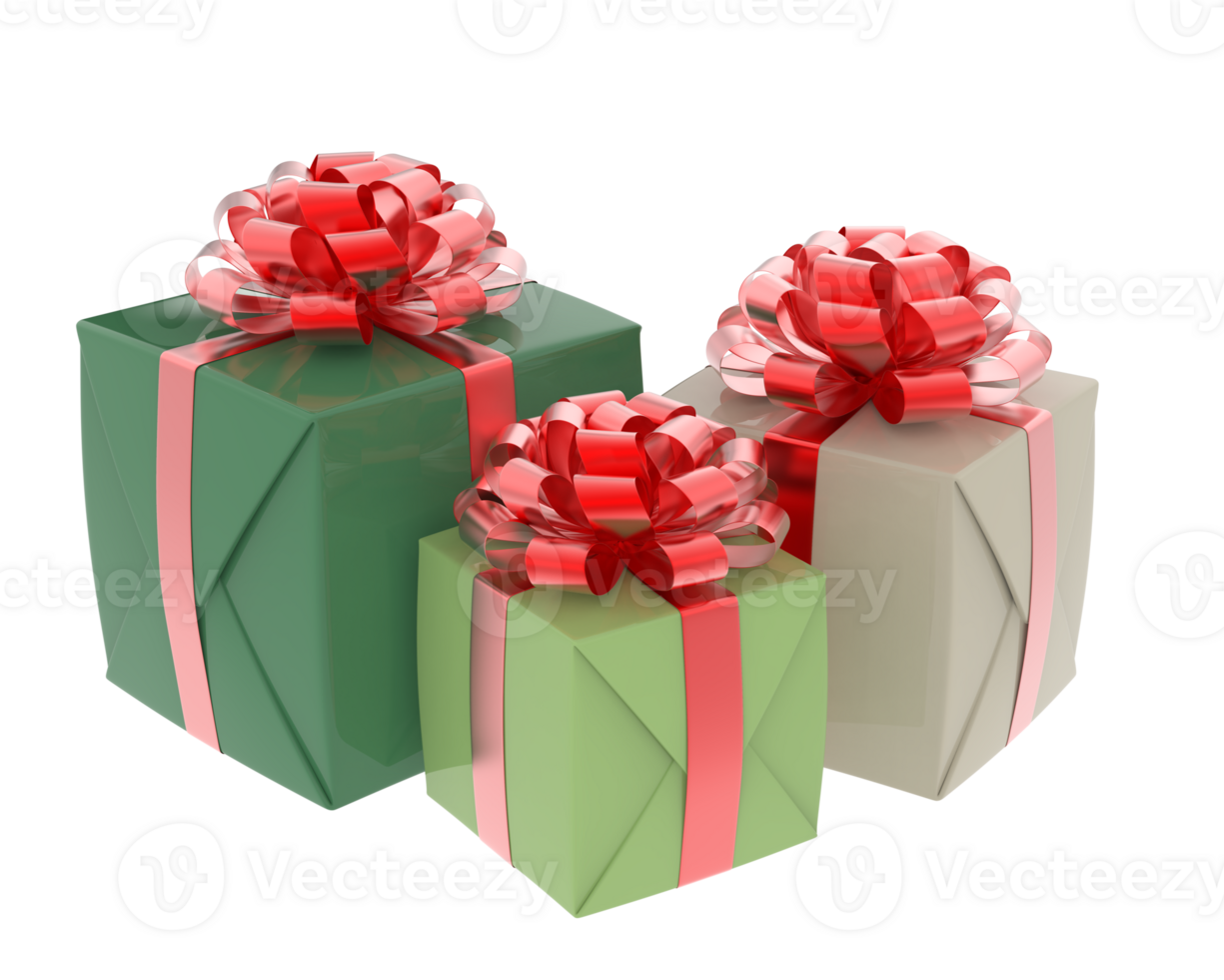 Christmas gift boxes isolated on background. 3d rendering - illustration png
