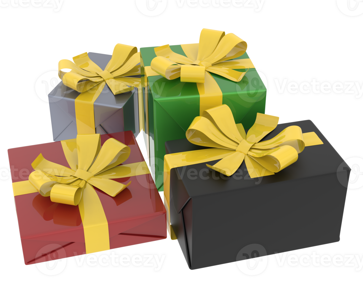 Christmas gift boxes isolated on background. 3d rendering - illustration png