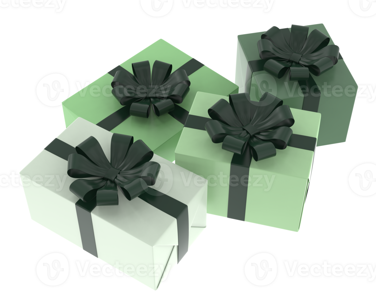 Christmas gift boxes isolated on background. 3d rendering - illustration png