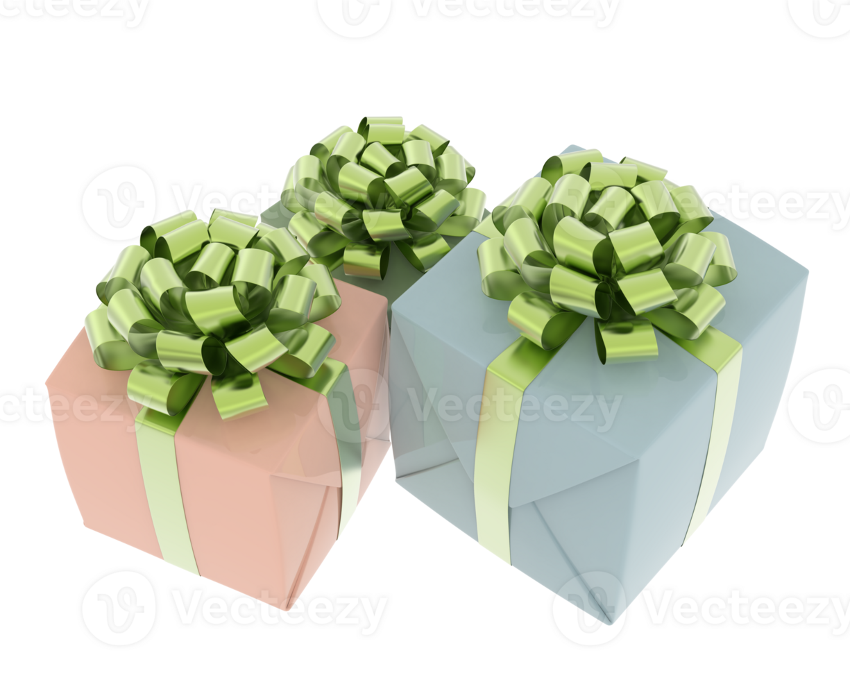 Christmas gift boxes isolated on background. 3d rendering - illustration png