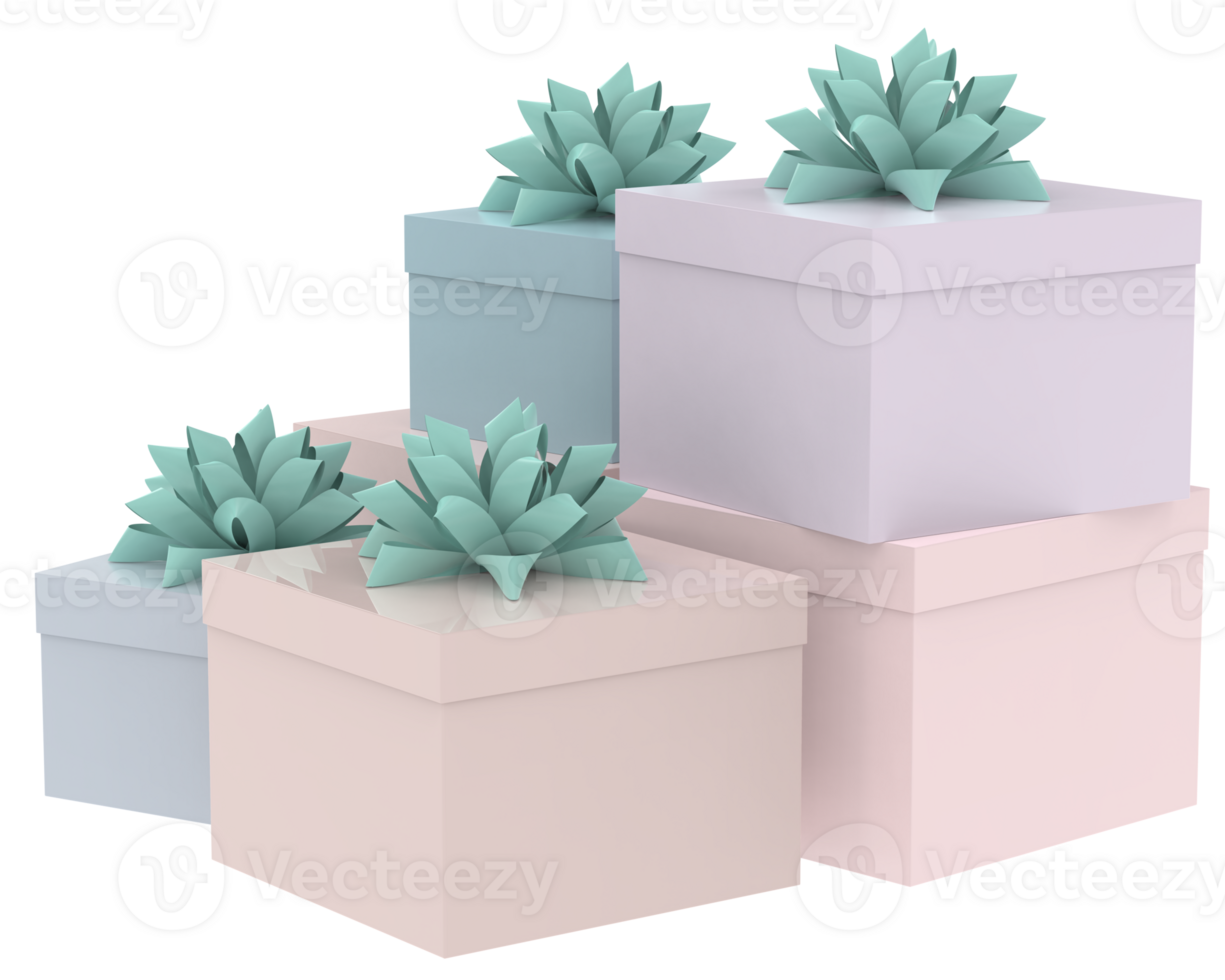 Christmas gift boxes isolated on background. 3d rendering - illustration png