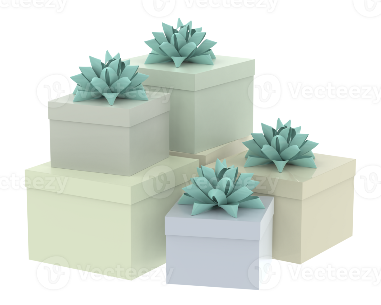 Christmas gift boxes isolated on background. 3d rendering - illustration png