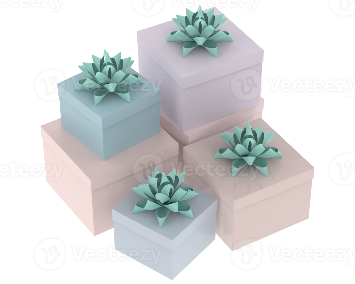 Christmas gift boxes isolated on background. 3d rendering - illustration png