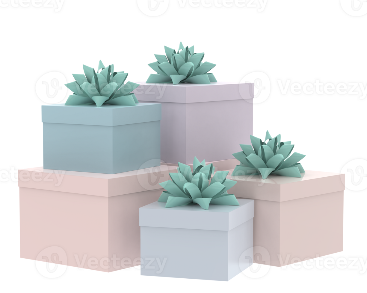 Christmas gift boxes isolated on background. 3d rendering - illustration png
