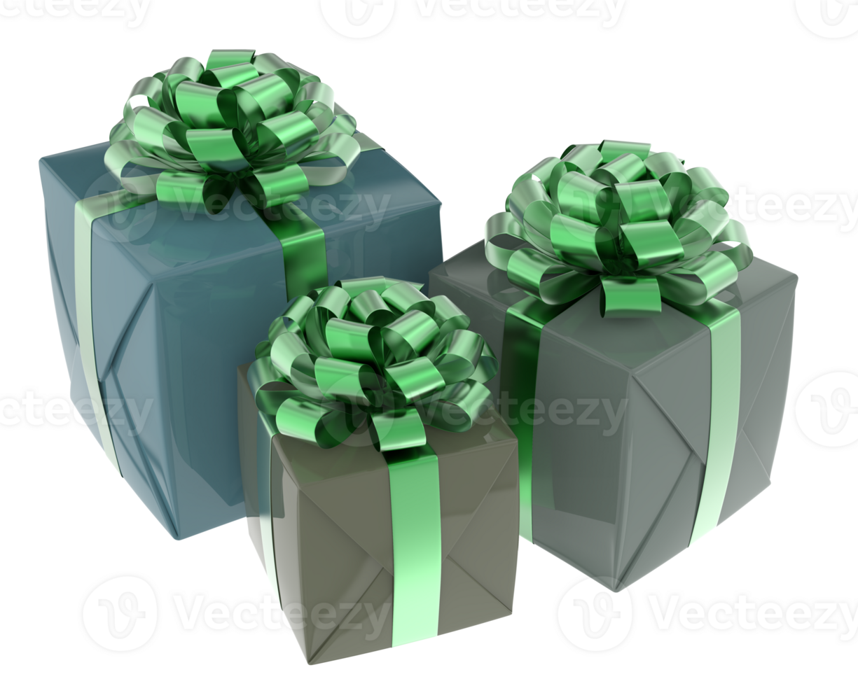 Christmas gift boxes isolated on background. 3d rendering - illustration png