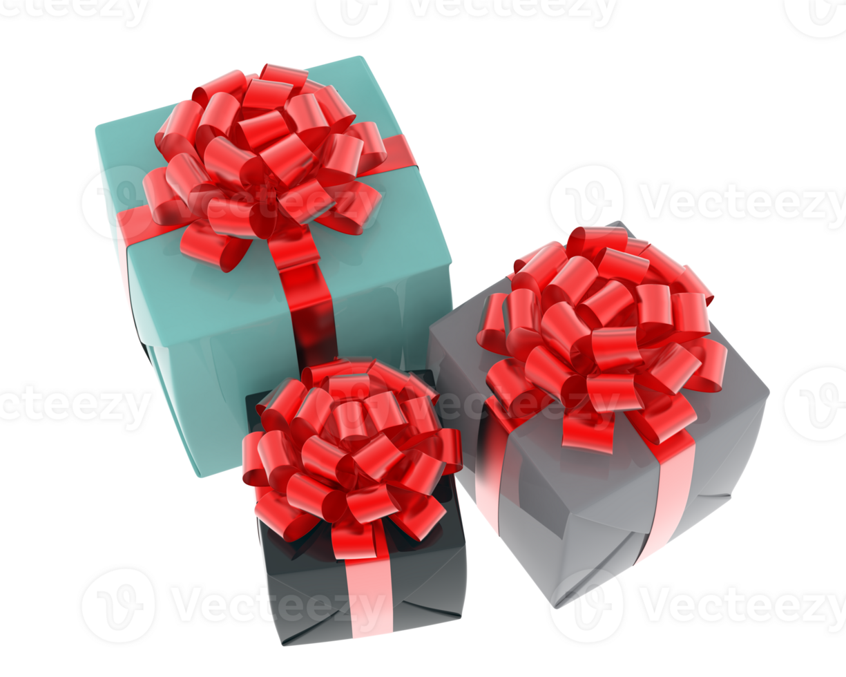 Christmas gift boxes isolated on background. 3d rendering - illustration png