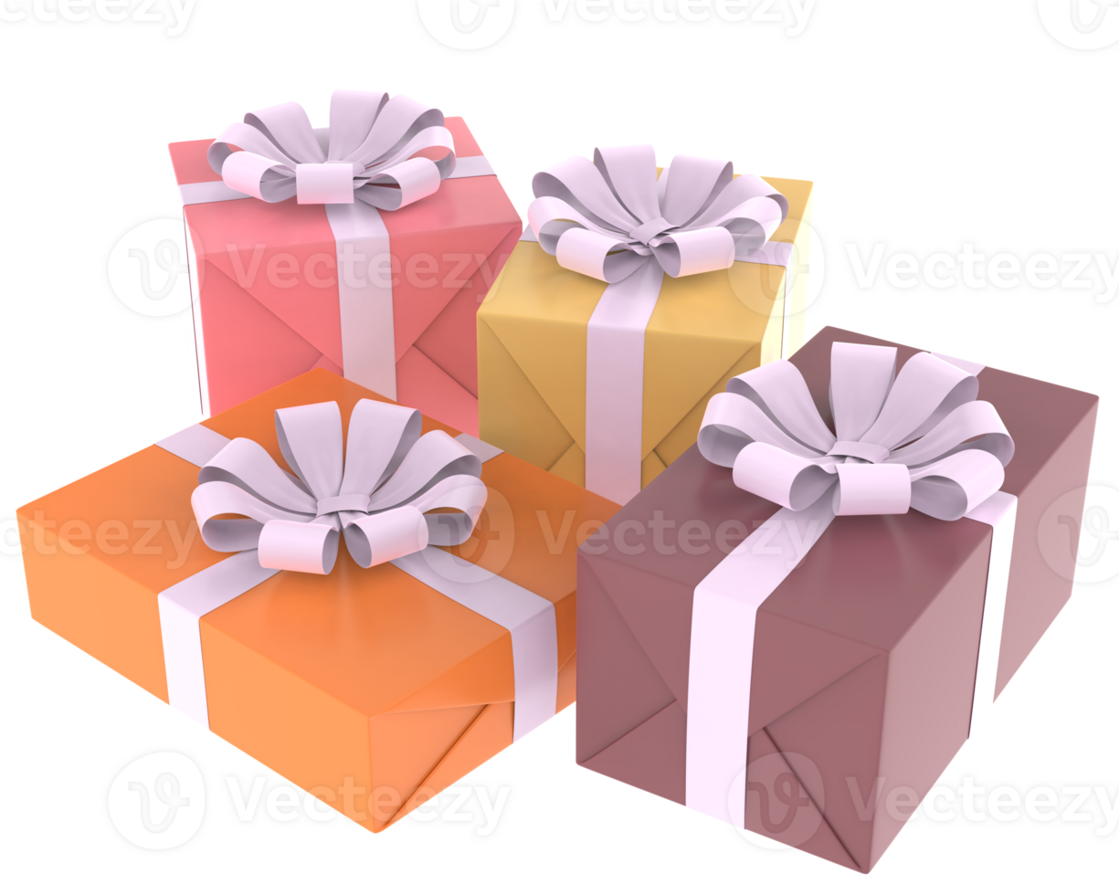 Christmas gift boxes isolated on background. 3d rendering - illustration png