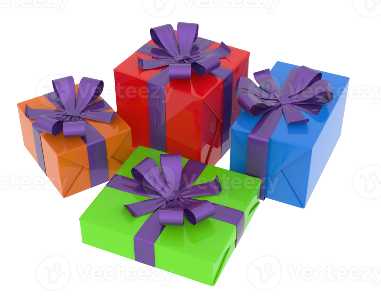 Christmas gift boxes isolated on background. 3d rendering - illustration png