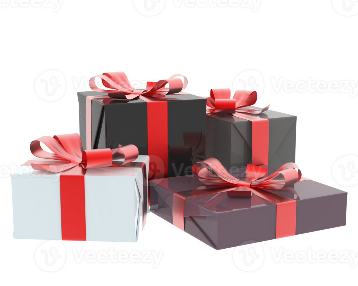 Christmas gift boxes isolated on background. 3d rendering - illustration png
