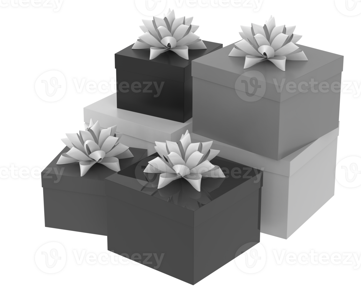 Christmas gift boxes isolated on background. 3d rendering - illustration png