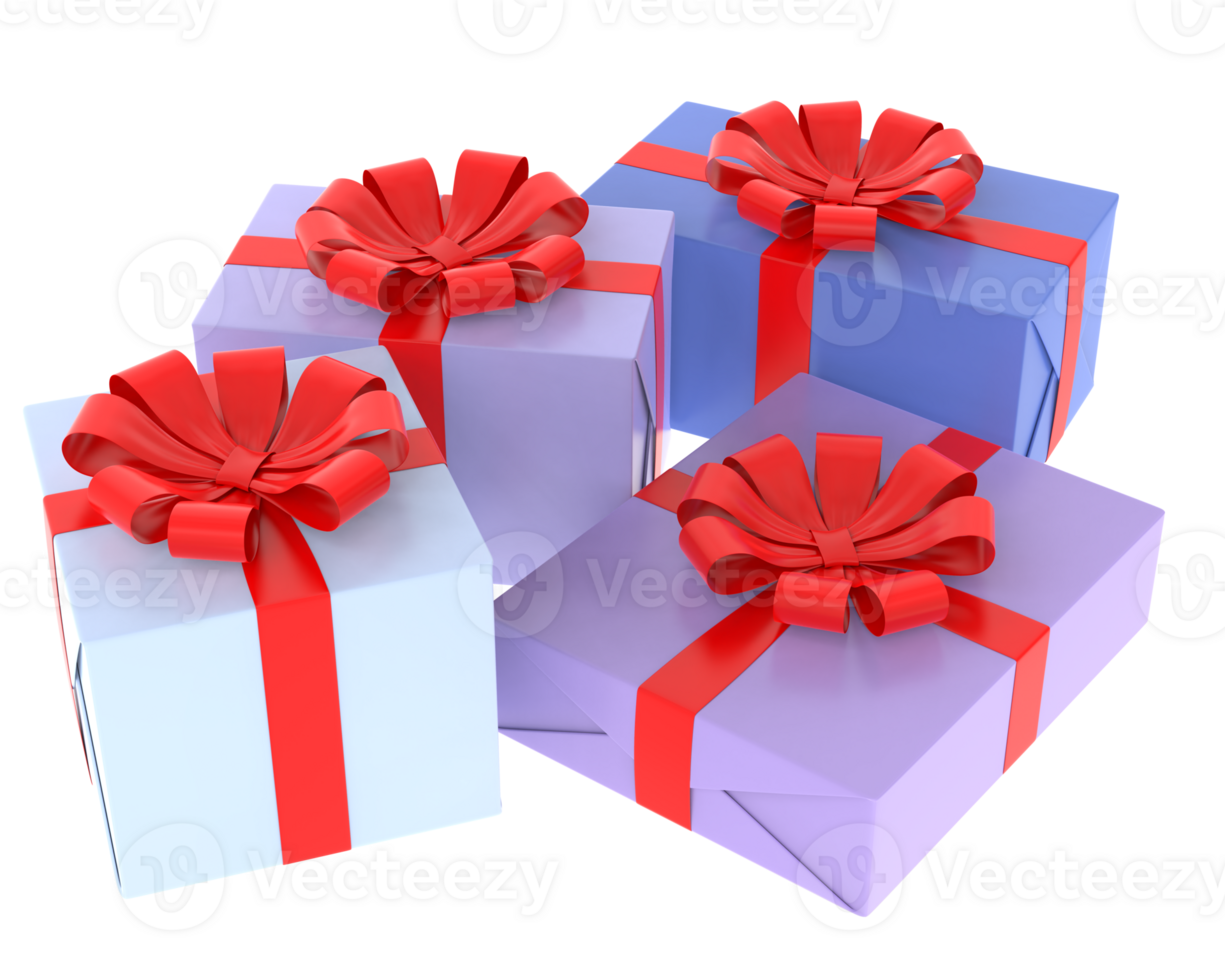 Christmas gift boxes isolated on background. 3d rendering - illustration png