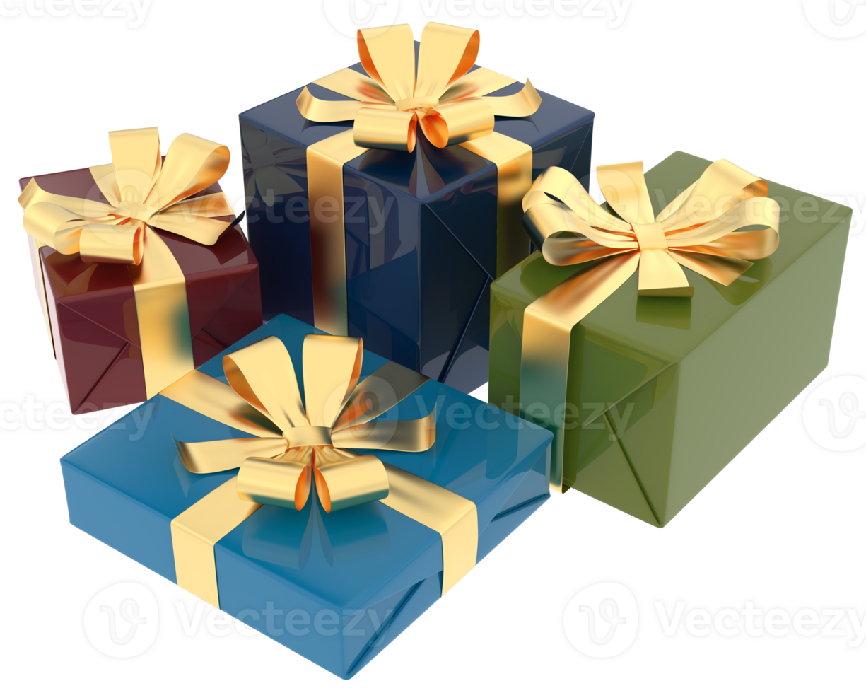 Christmas gift boxes isolated on background. 3d rendering - illustration png
